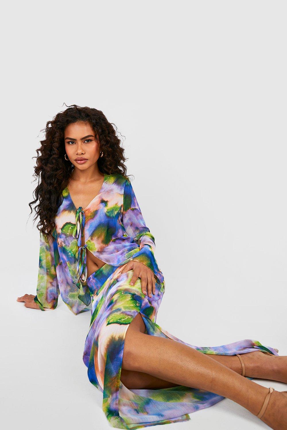 Long sleeve floral shop chiffon maxi dress