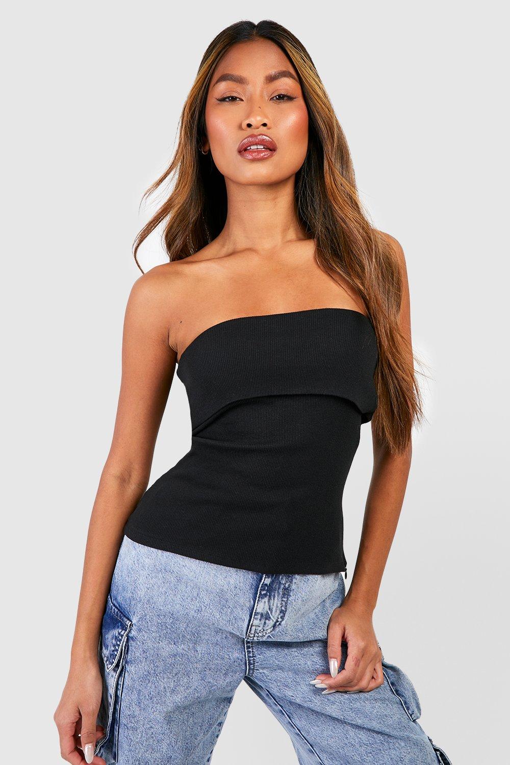 Zip Seam Rib Bandeau Top