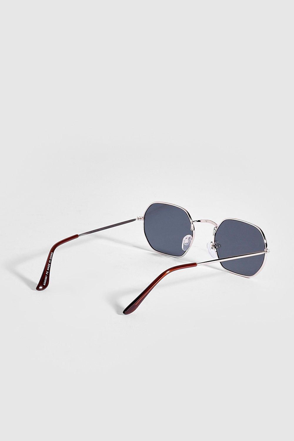 Hexagon frame sunglasses hot sale