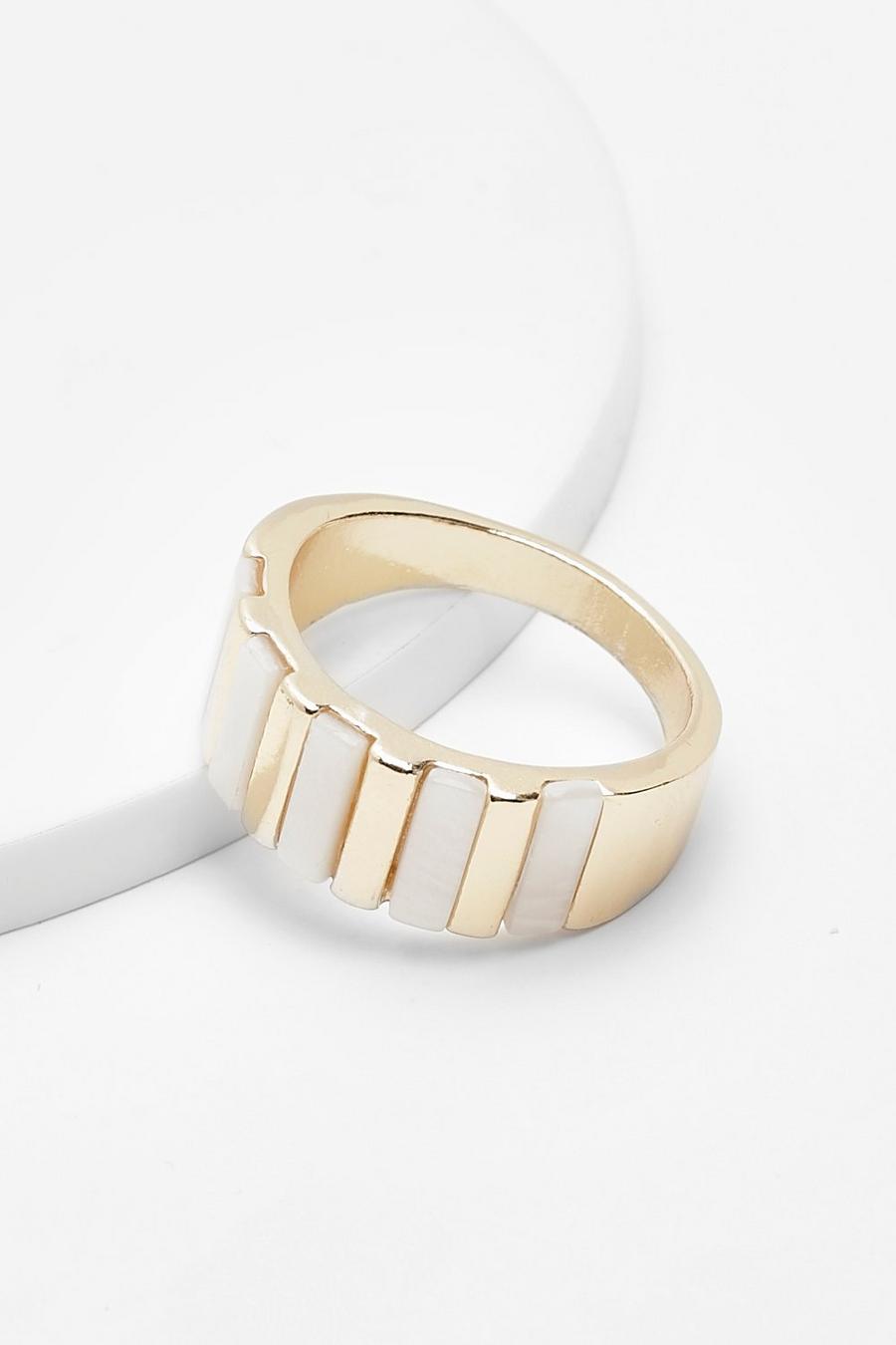 Gold Resin Inlay Bar Ring  image number 1
