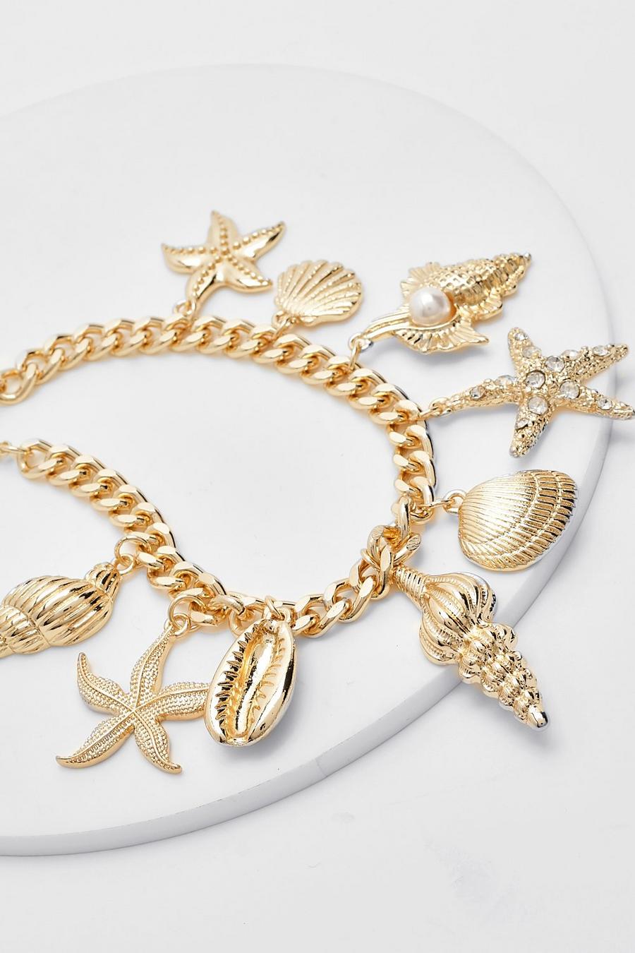 Gold metallic Shell Charm Bracelet