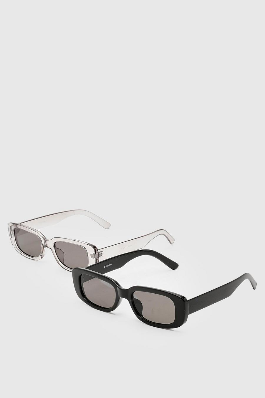 Lot de 2 paires de lunettes de soleil rectangulaires, Black