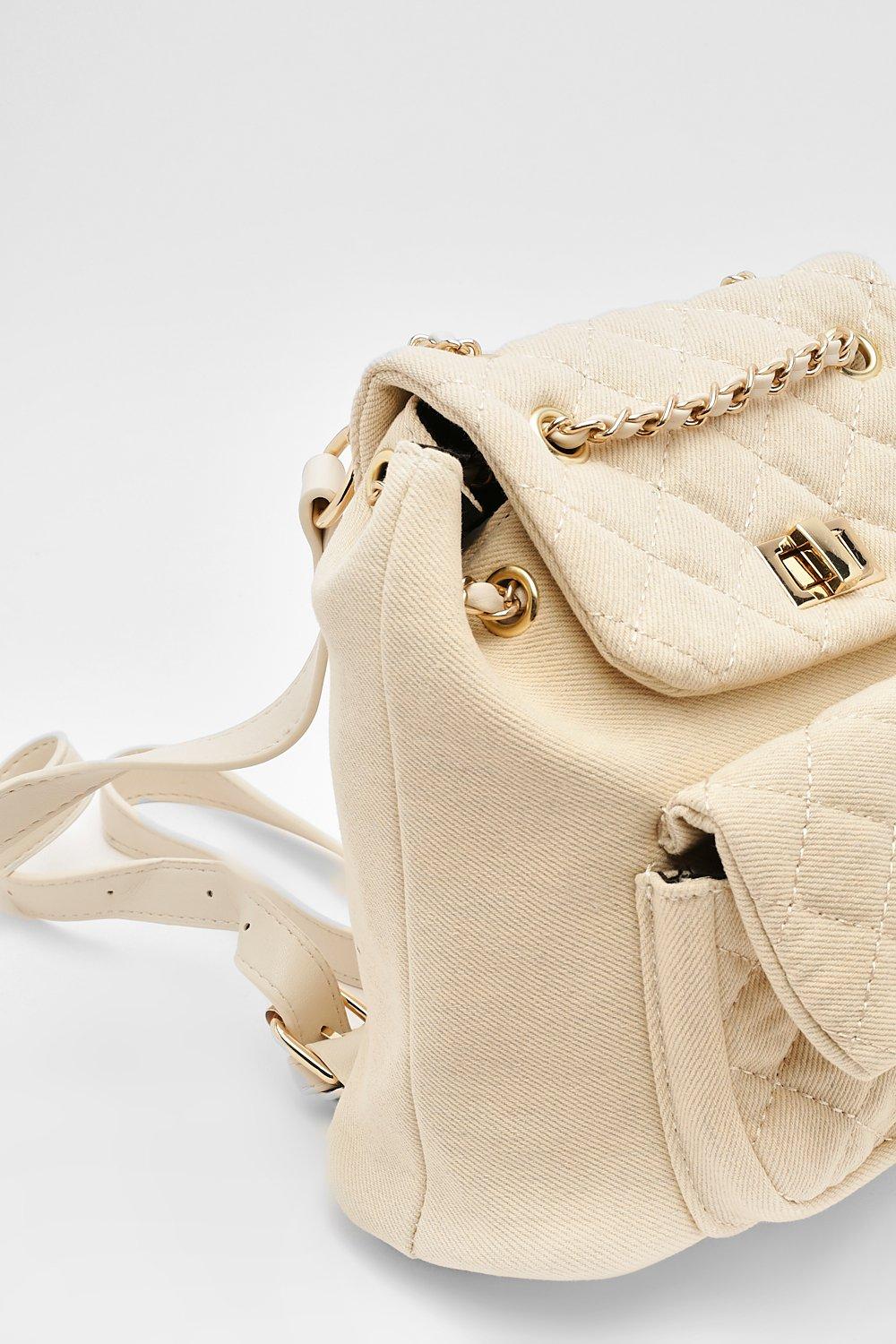 Denim Quilted Backpack Boohoo UK