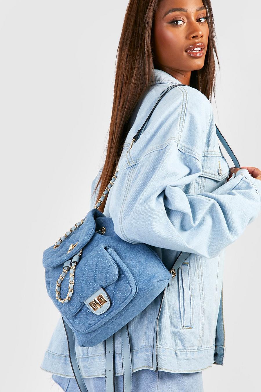 Denim Quilted Backpack