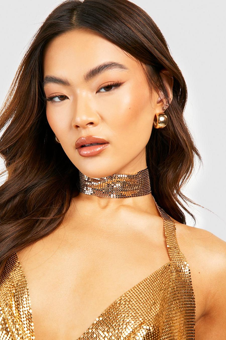 Gold Chain Mail Statement Choker image number 1