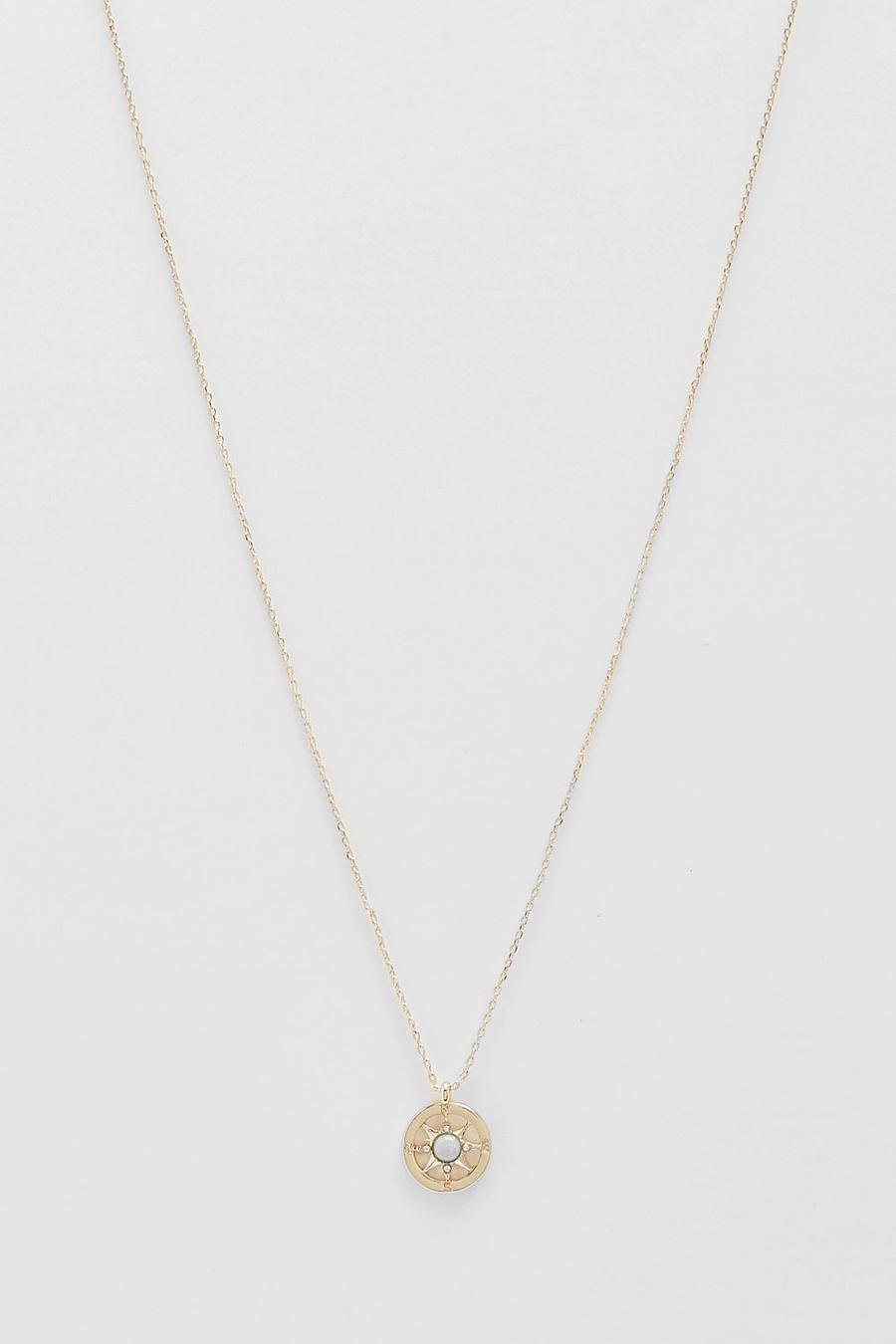 Gold Turquoise Compass Drop Necklace image number 1