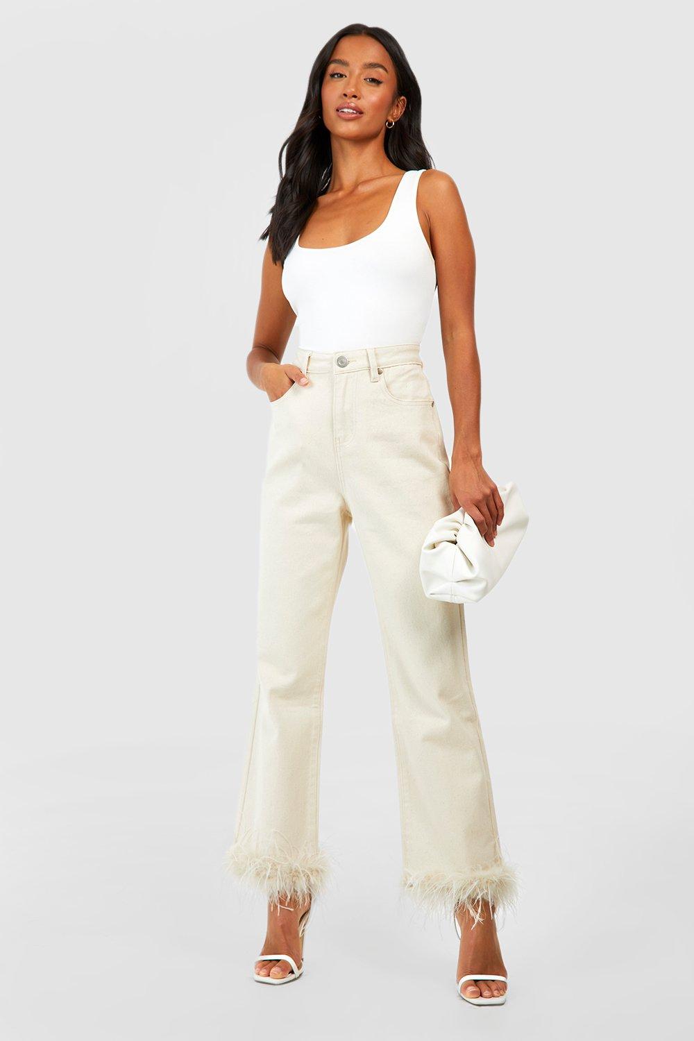 Petite White High Waist Straight Leg Pant