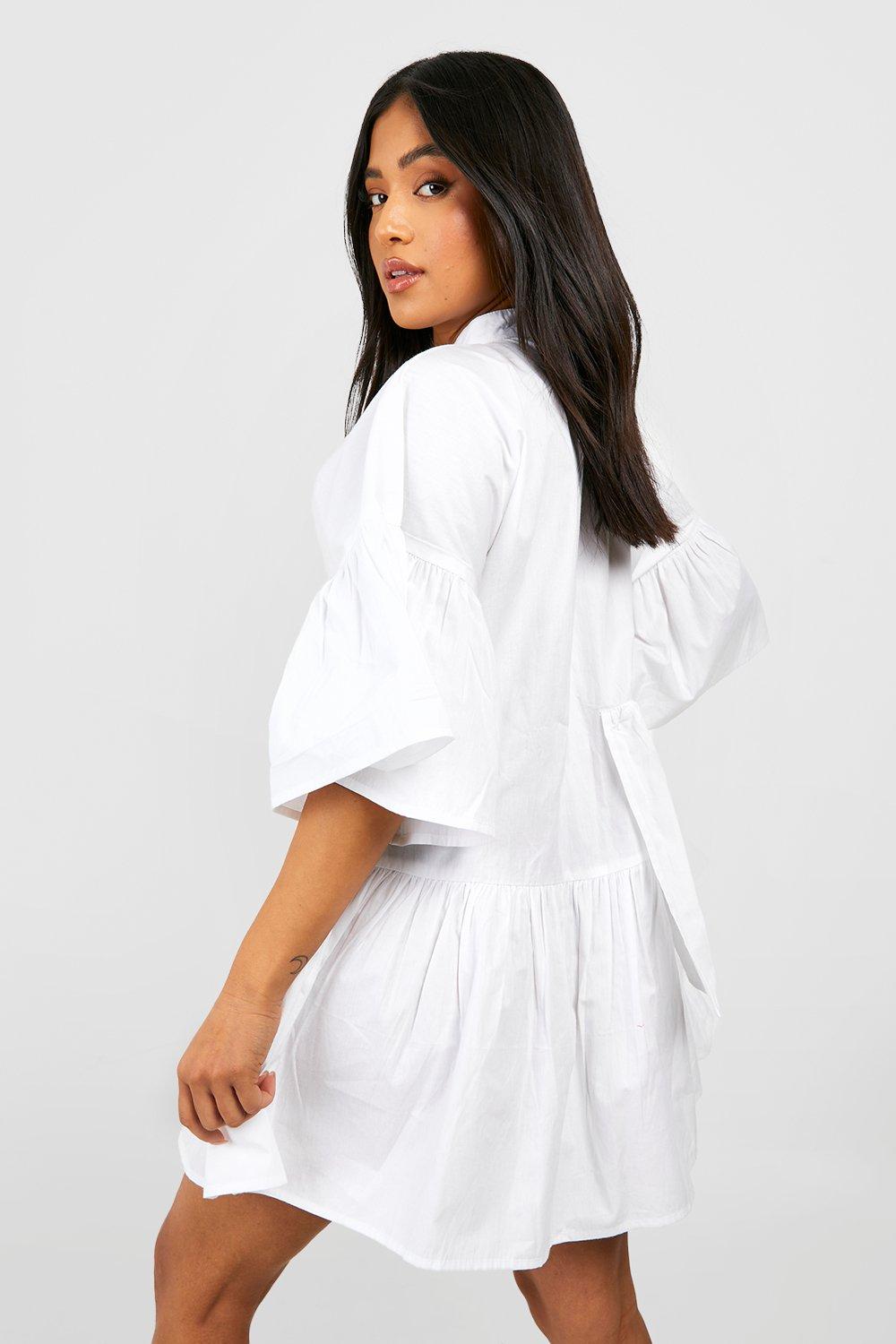 Petite Cotton Ruffle Shirt Dress