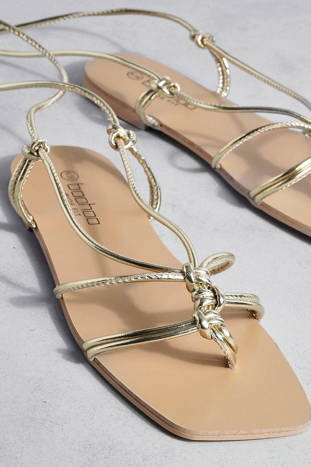 Wide fit gold flat on sale sandals