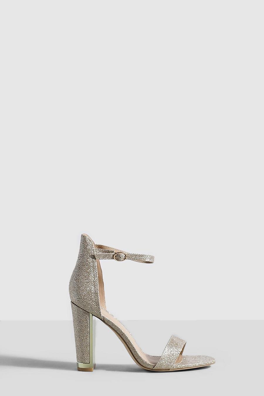 Champagne beis Metal Detail 2 Part Barely There Heels