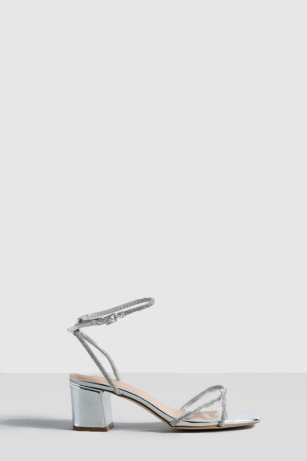 Wide Fit Embellished Low Block Heel Sandals boohoo DK