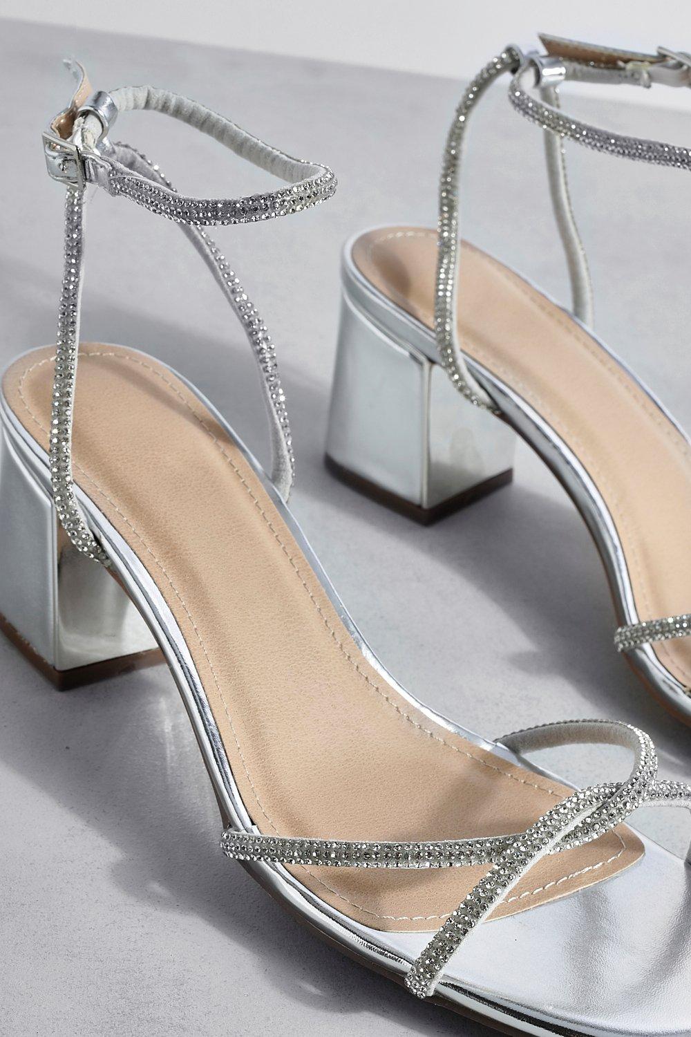 Wide fit low hot sale heel silver sandals