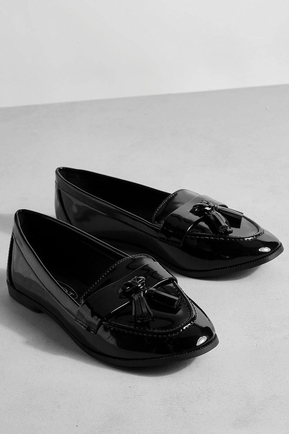 Black patent loafers wide fit online