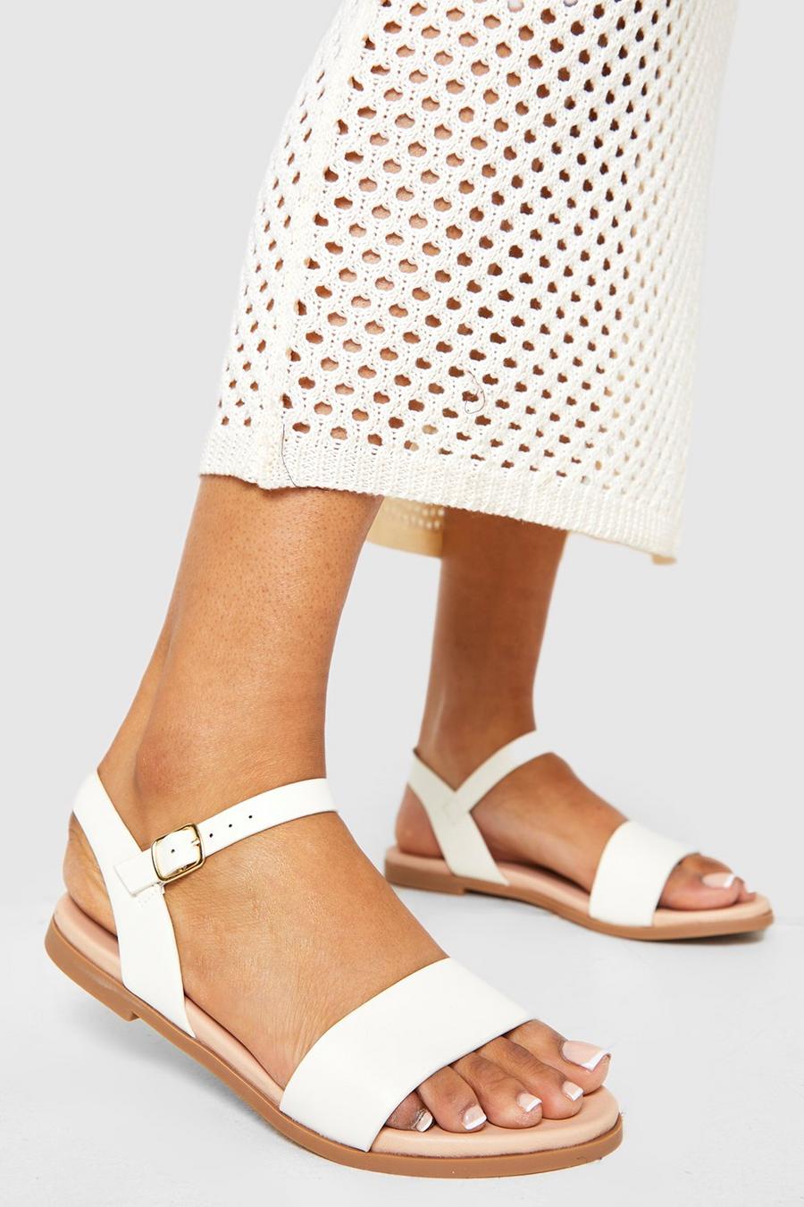 White Wide Fit Two Part Sandals  image number 1
