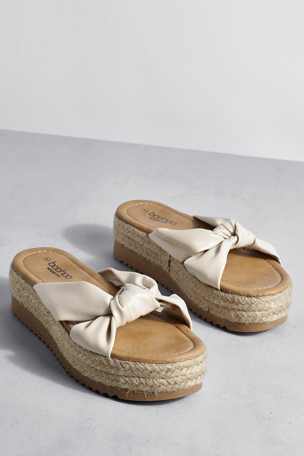 Wide Fit Soft Knot Flatforms boohoo