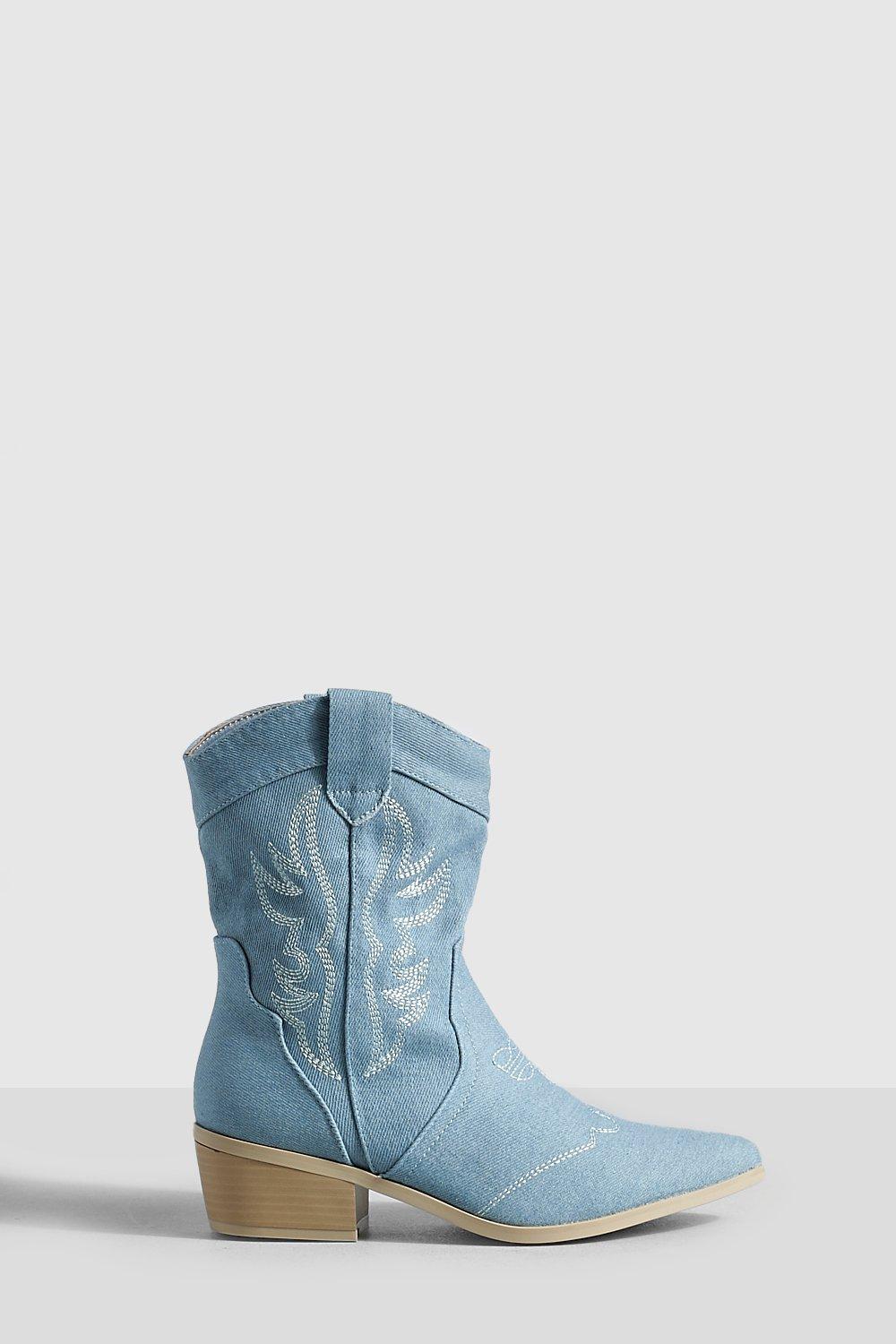 Denim Cowboy Boots | boohoo USA Denim Cowboy Boots | boohoo USA