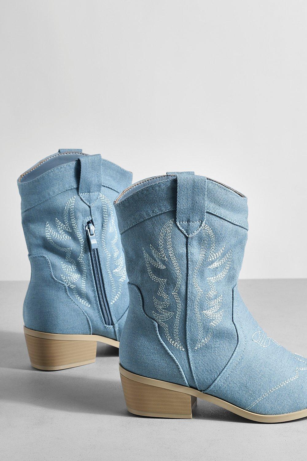 Denim Cowboy Boots | boohoo USA Denim Cowboy Boots | boohoo USA