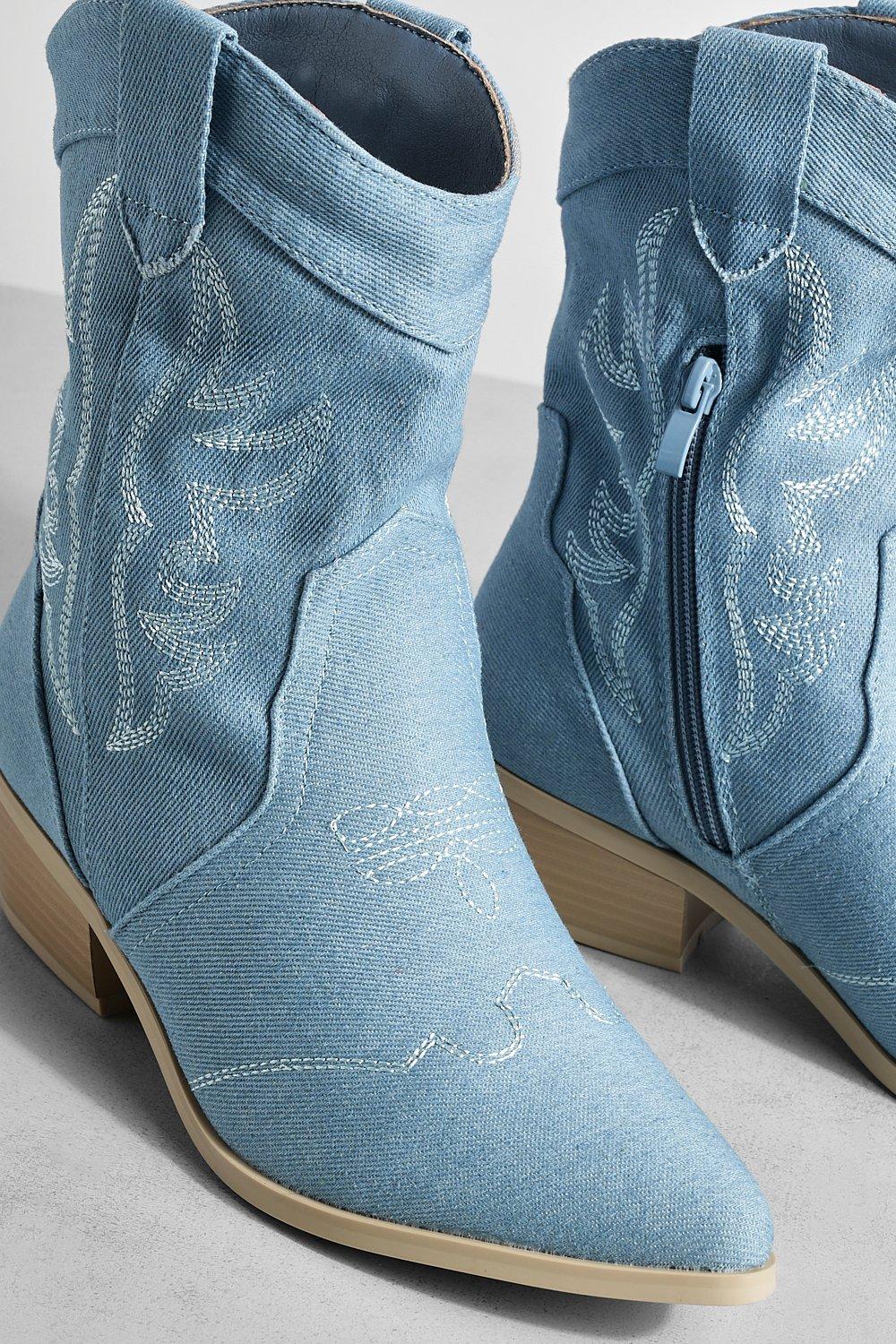 Blue denim cheap cowboy boots