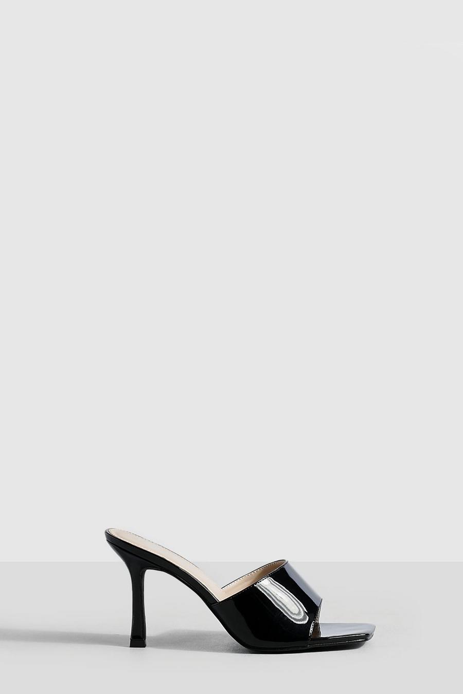 Sandalias mule minimalistas de holgura ancha con puntera cuadrada, Black image number 1
