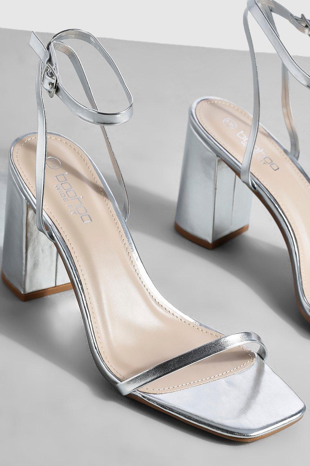 Boohoo silver shop block heels