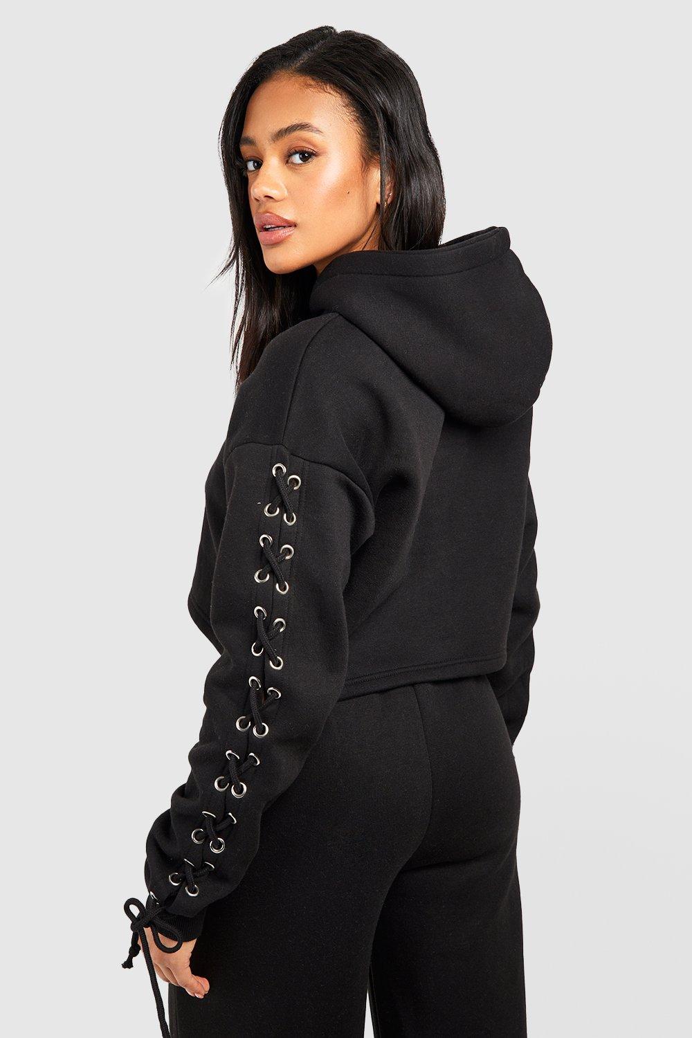 Lace up cropped on sale hoodie