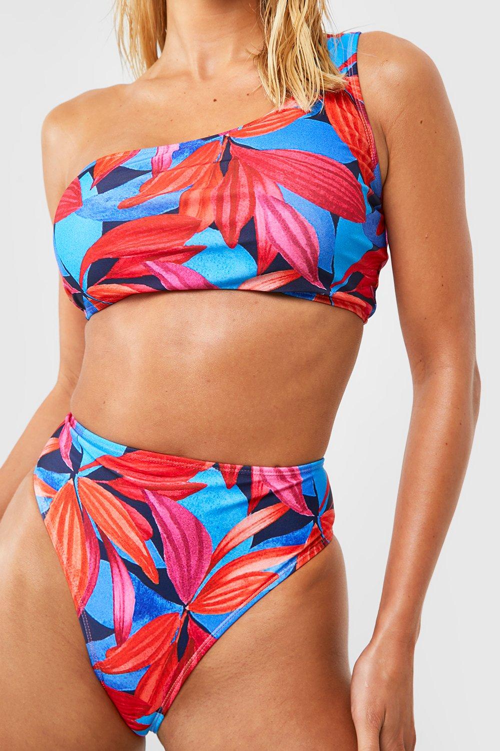 Tropical One Shoulder Bikini Set