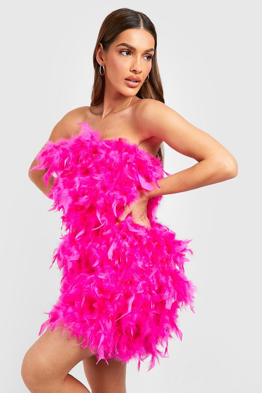 Pink Feather Bandeau Dress image number 1