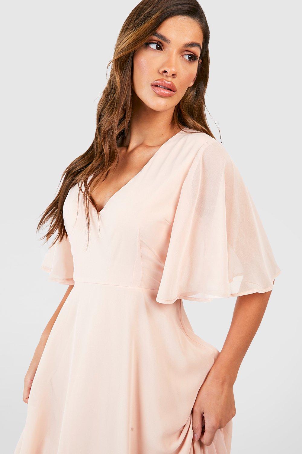 Boohoo angel sleeve 2025 midi skater dress