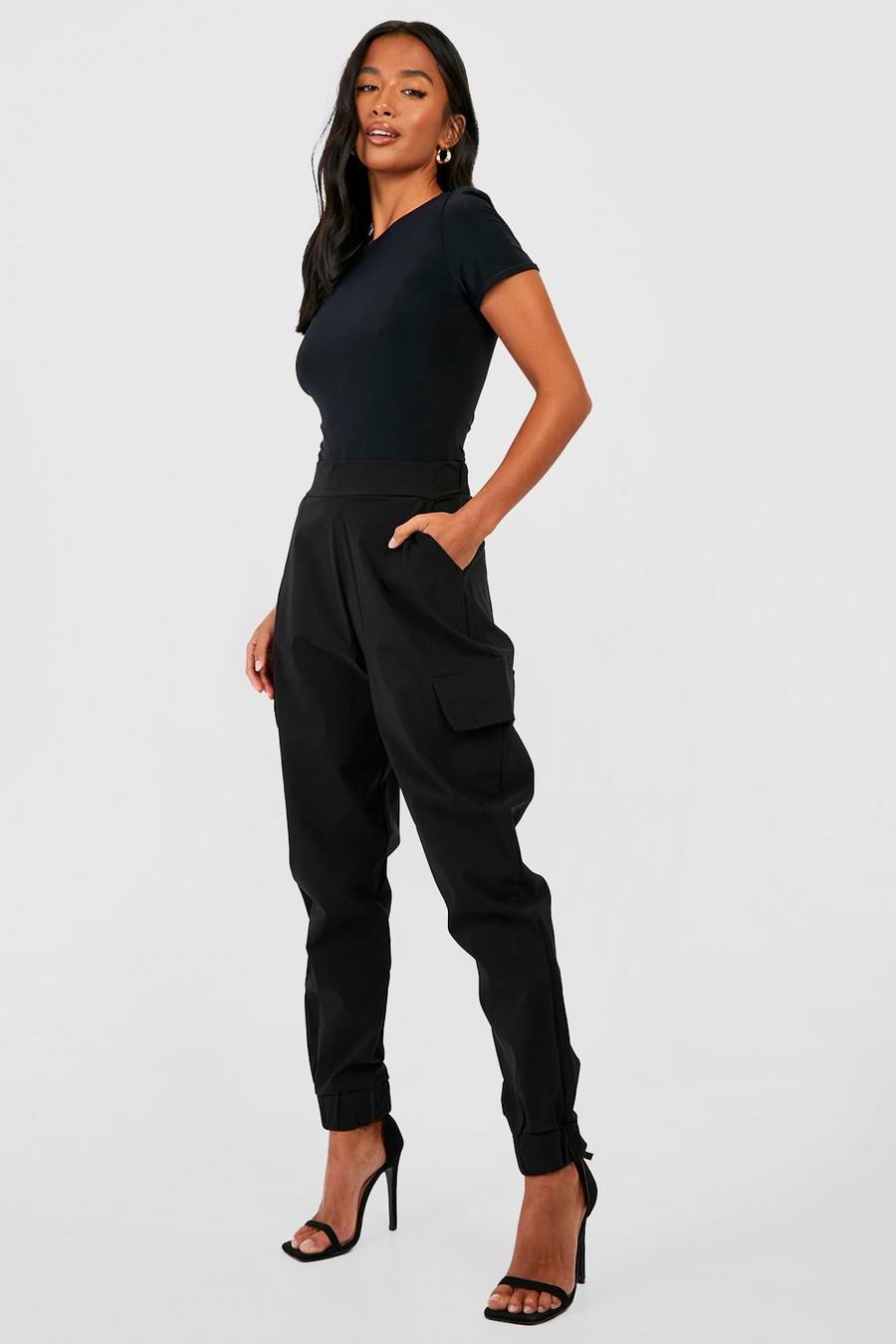 Black Petite Tapered Cargo Pants image number 1