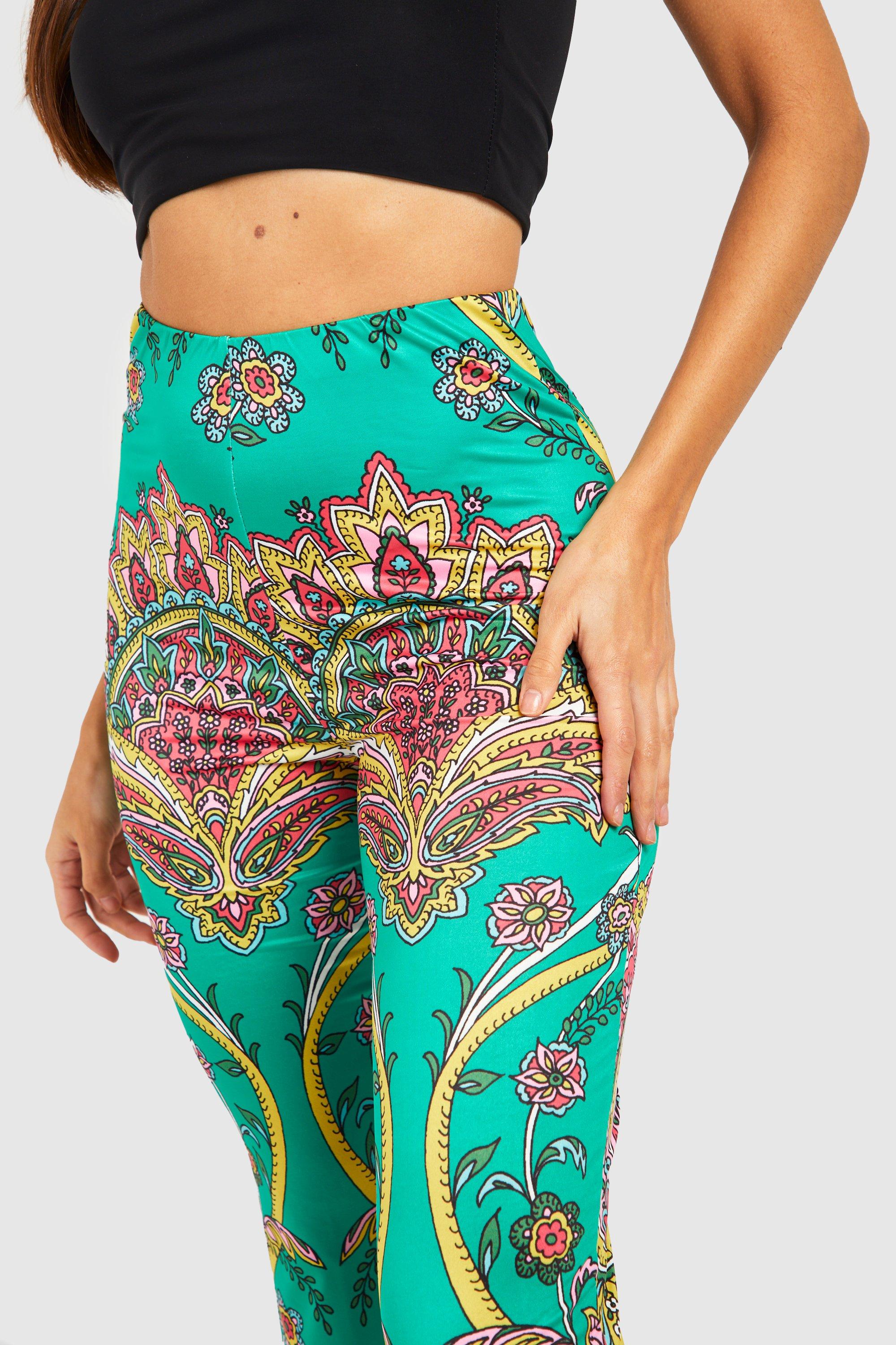 Women's Paisley Printed Slinky Flared Trousers