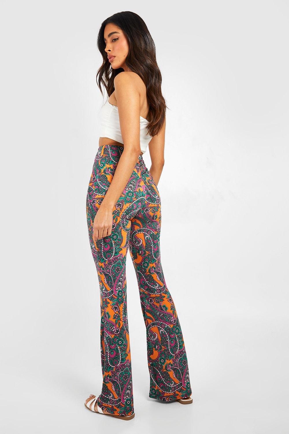 Urban Threads kick flare pants in 70s swirl print (part of a set