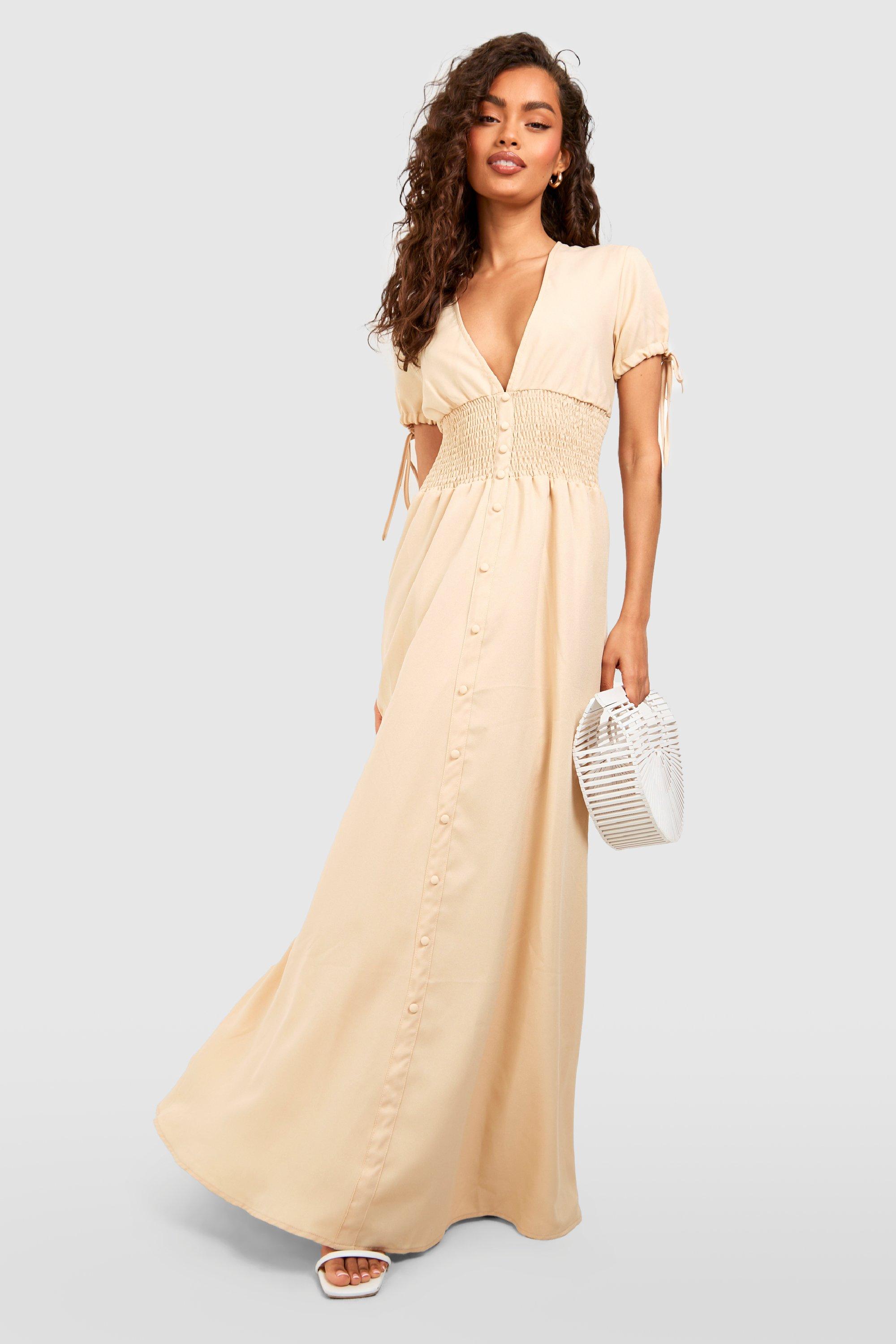 Shirred Waist Maxi Dress