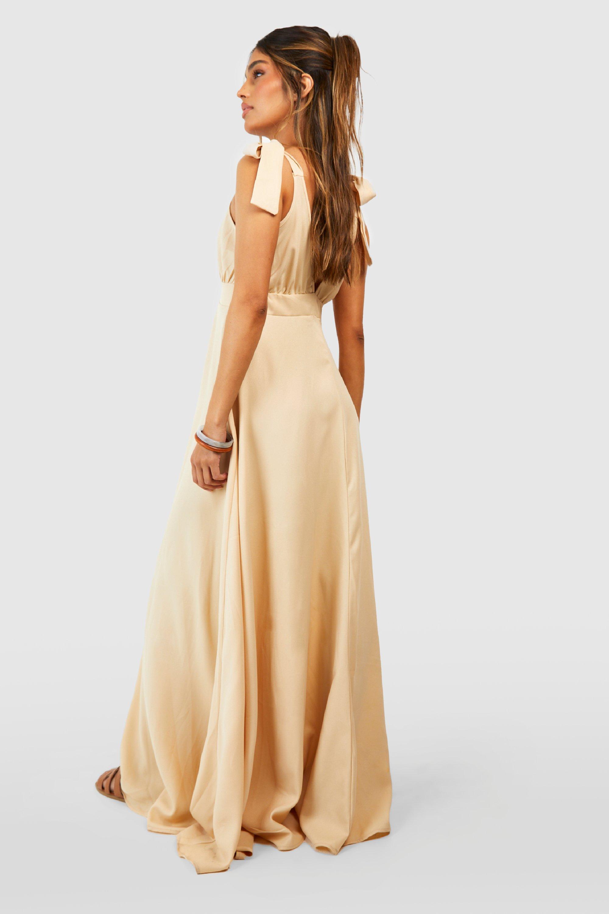 Women's Tie Shoulder Plunge Maxi Dress