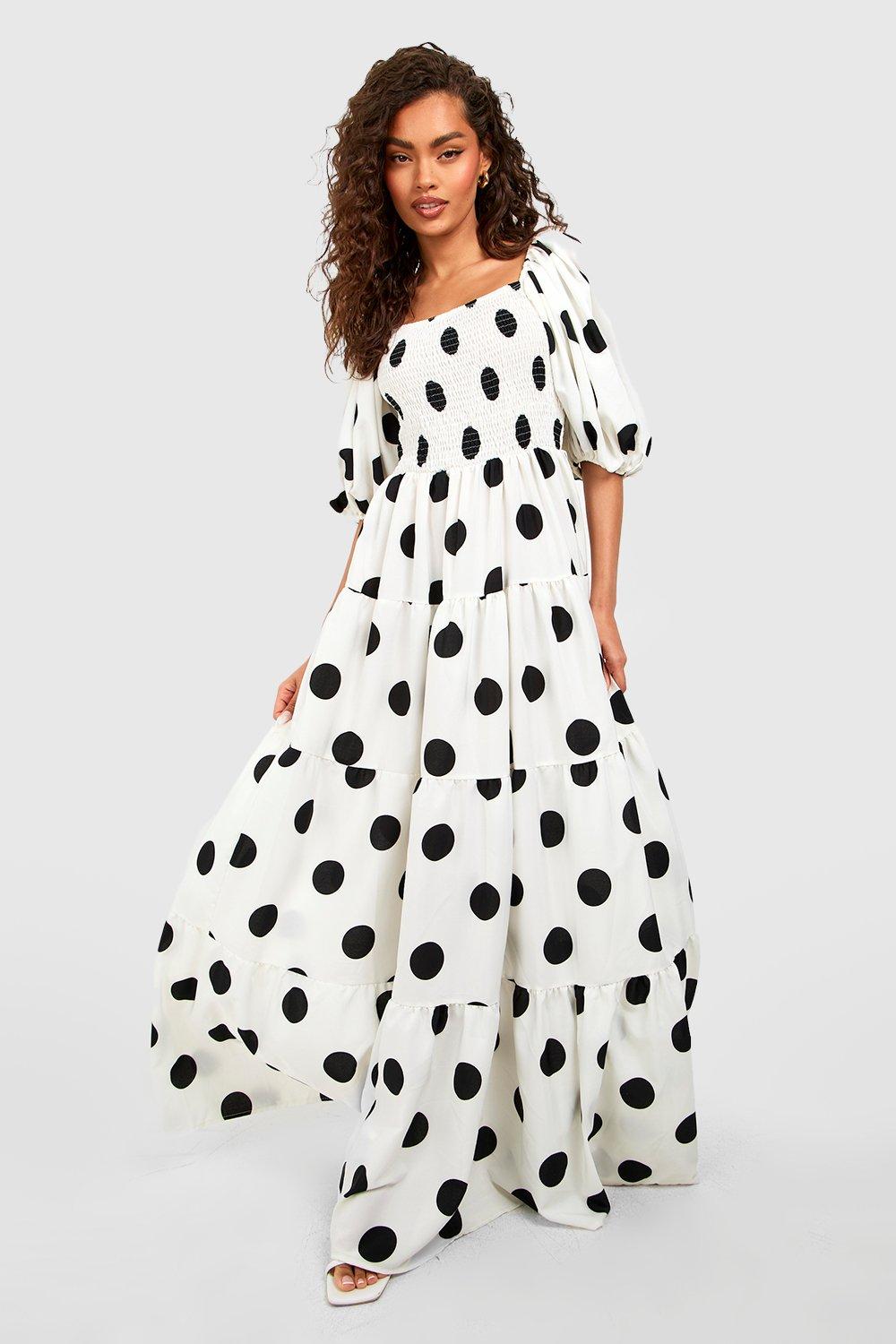 Black and white polka dot maxi dress online