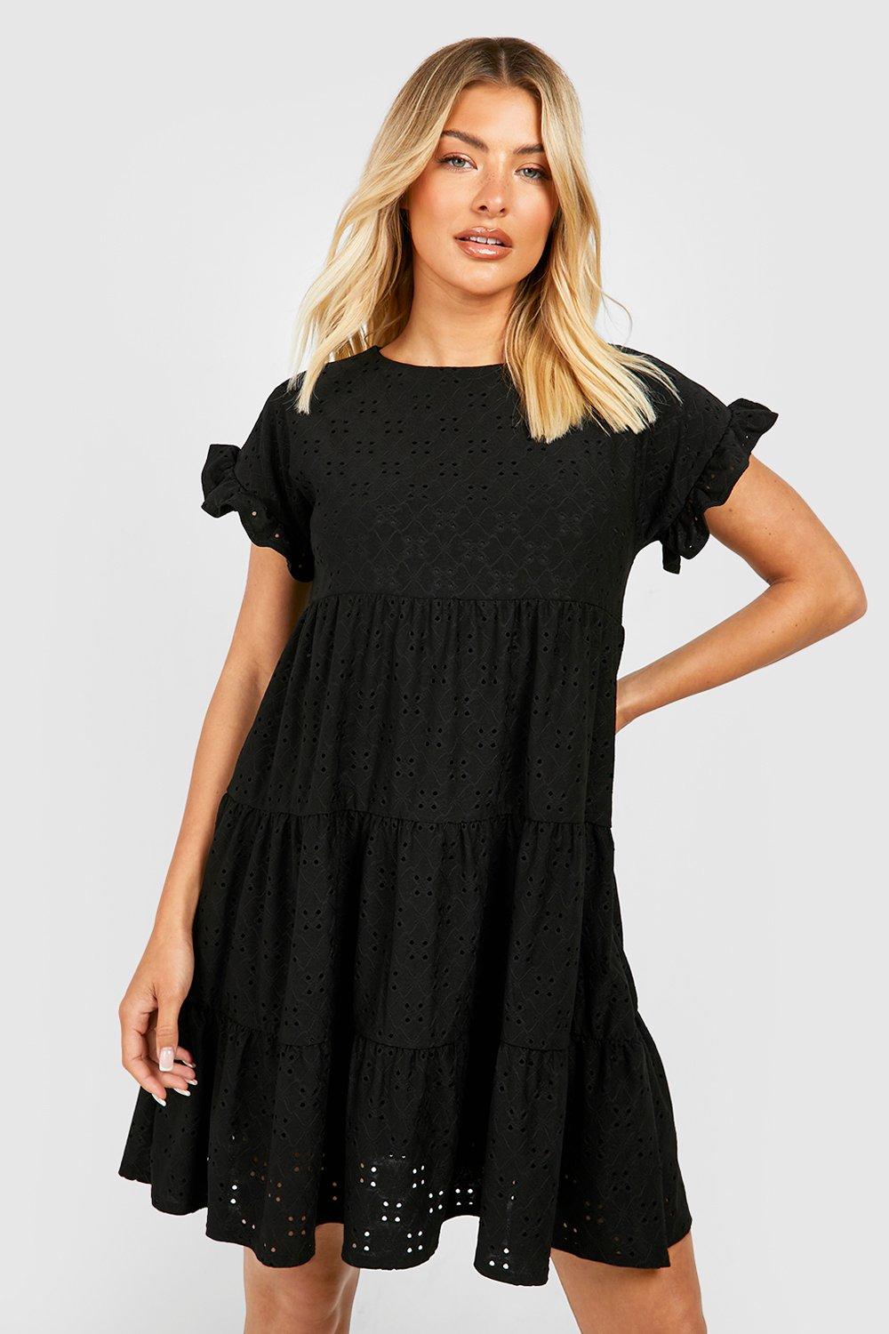 Black broderie 2024 anglaise smock dress