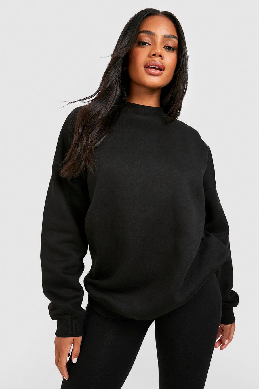 Oversize Basic Rundhals-Sweatshirt, Black image number 1