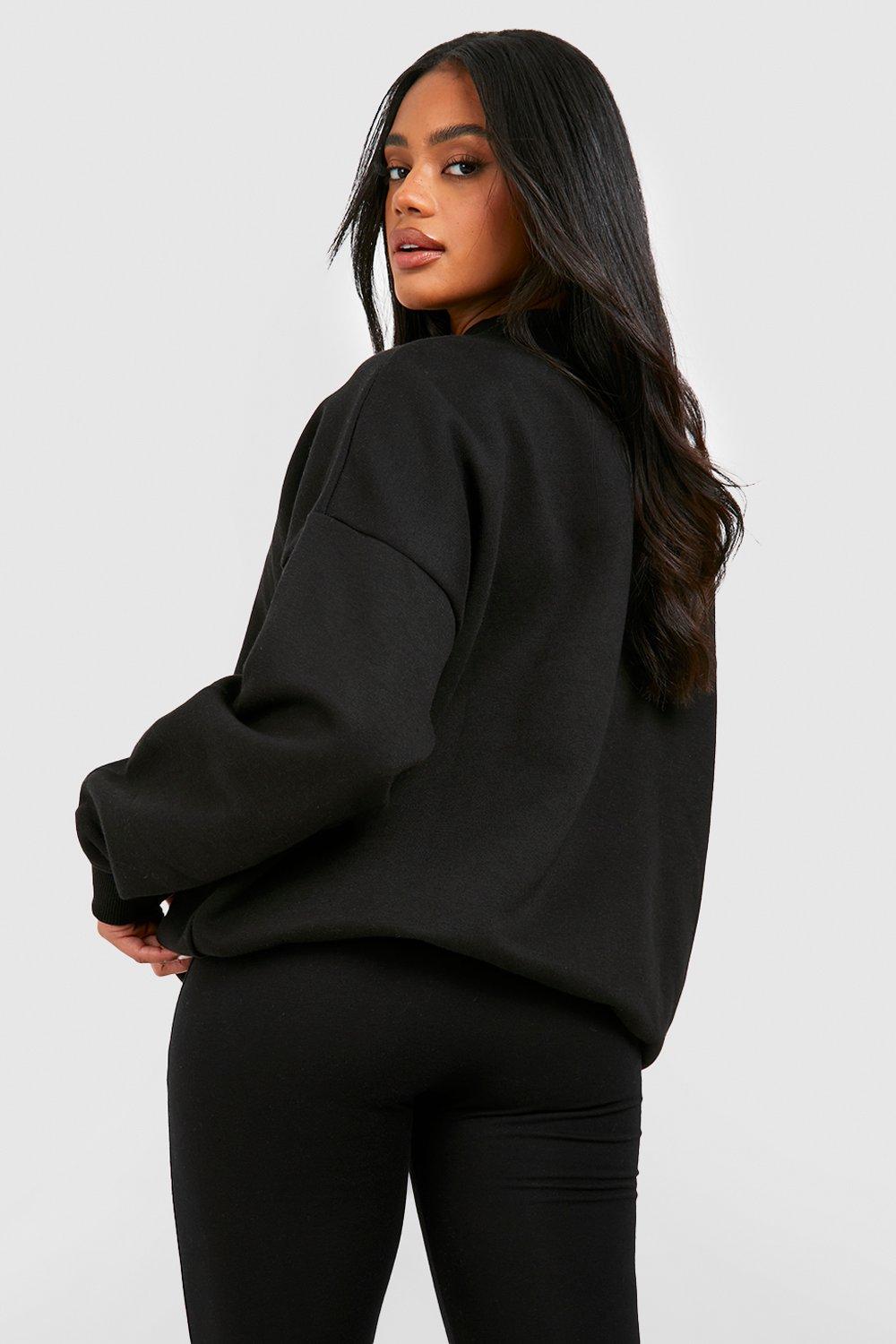 Black Oversized Cropped Sweatshirt