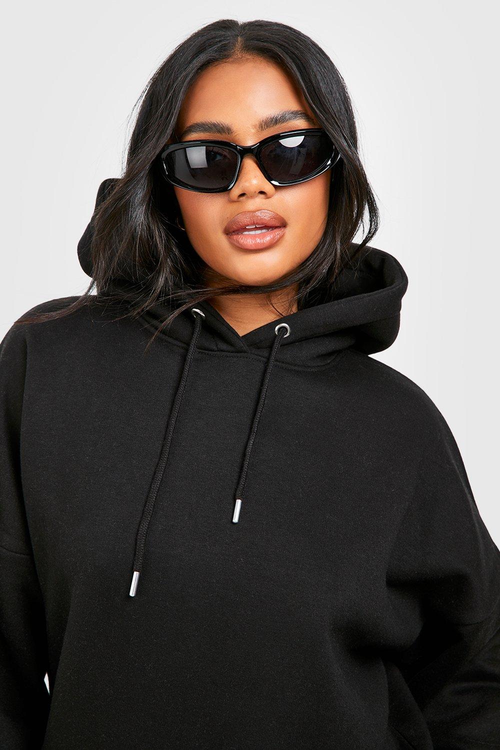 Black best sale hoodie boohoo