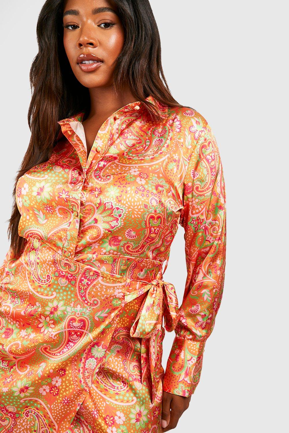 Paisley shirt outlet dress boohoo