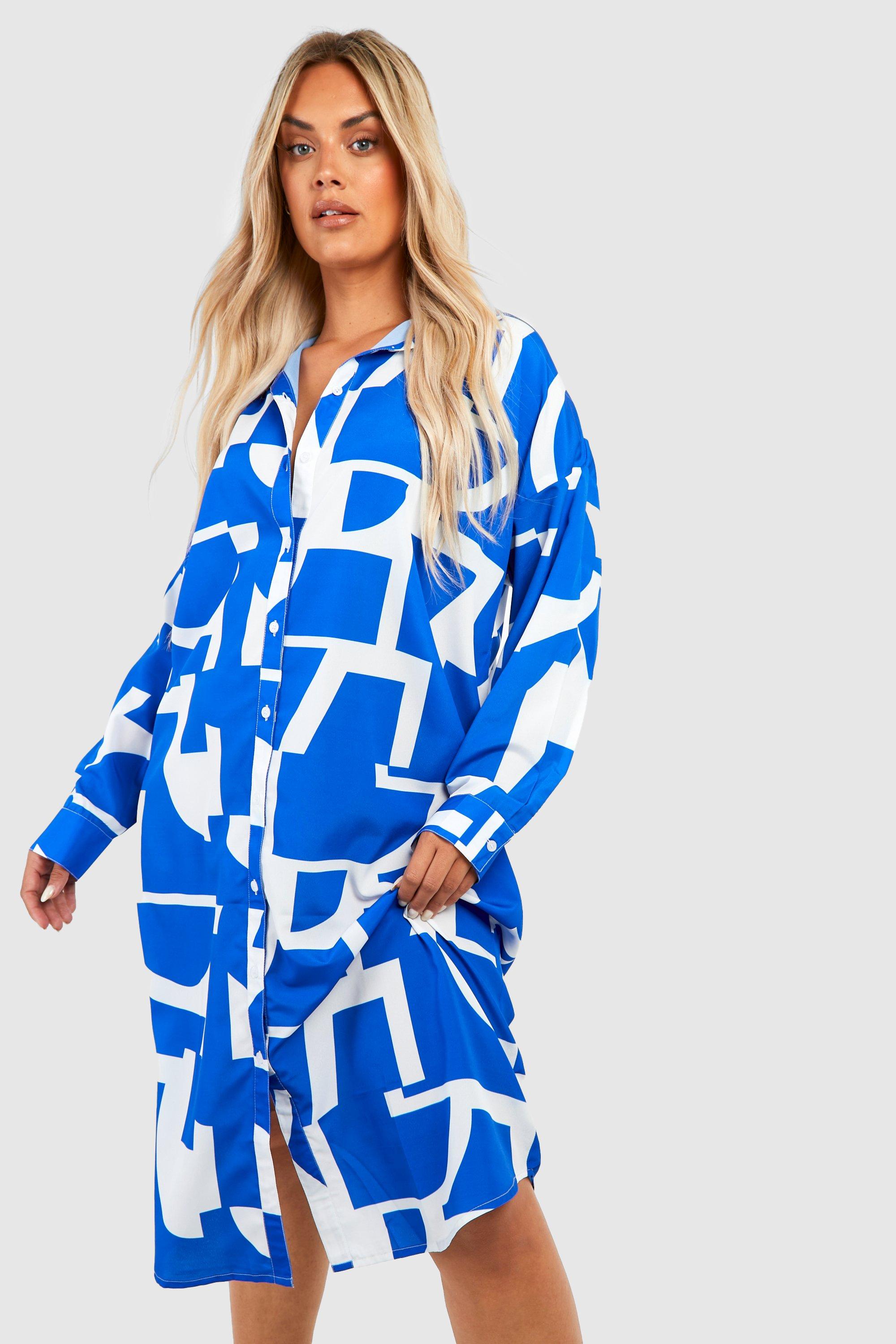 Boohoo geo hotsell print shirt dress