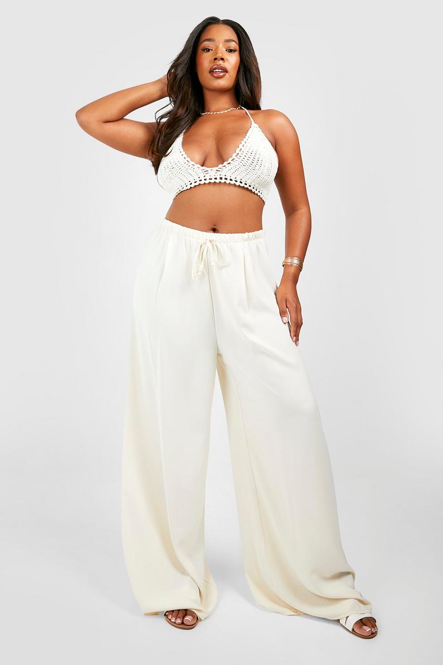 Stone Plus Woven Lightweight Palazzo Pants image number 1