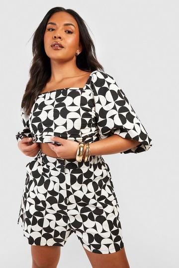 Plus Geo Print Tailored Short Co-ord black