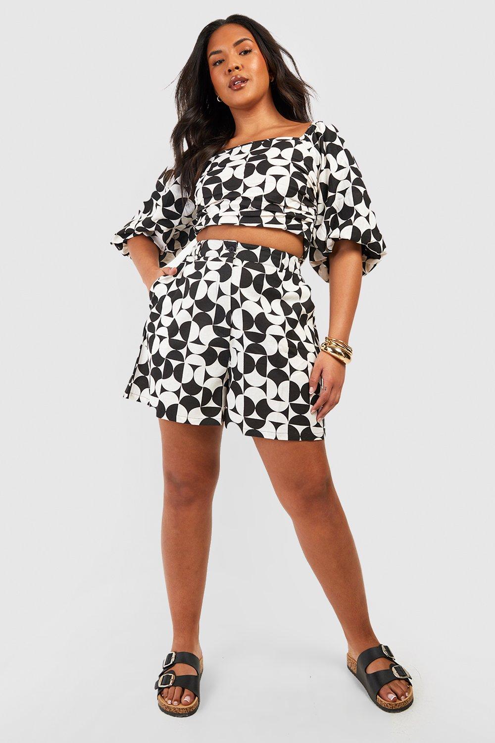 Plus Geo Print Tailored Short Co-ord