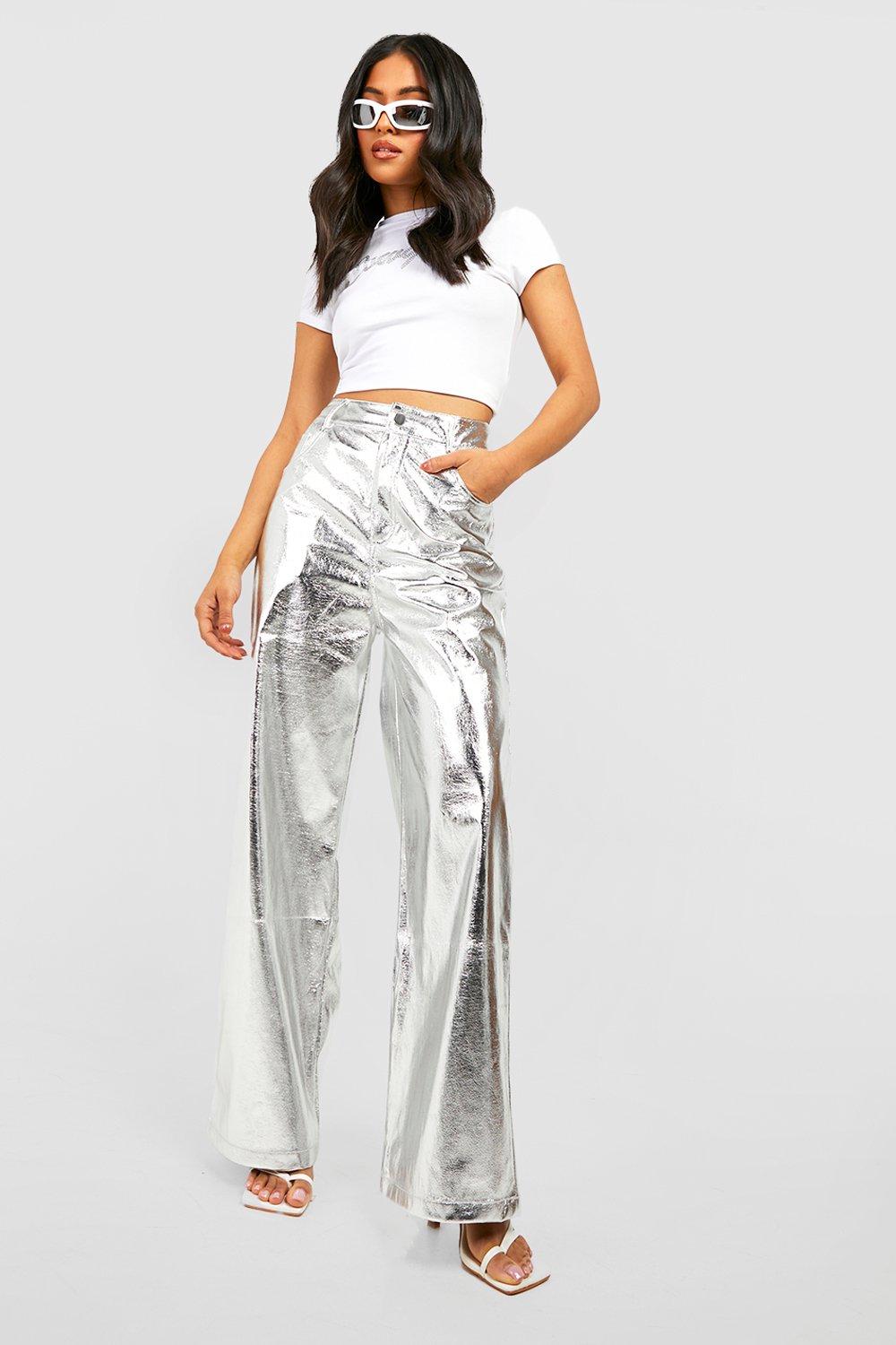 Metallic Silver Women's Bell Bottoms