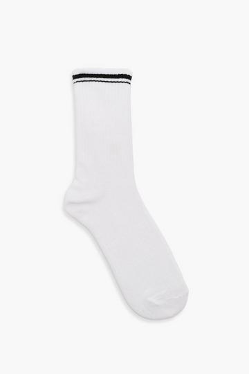 White Single Stripe Sport Sock