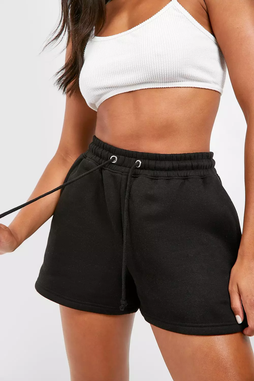 Black Basic Sweat Jogger Short  صورة بديلة