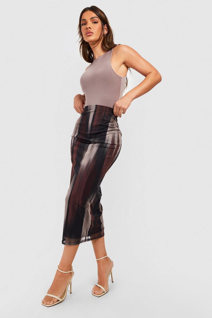 Black Mesh Slip Marble Maxi Skirt image number 1