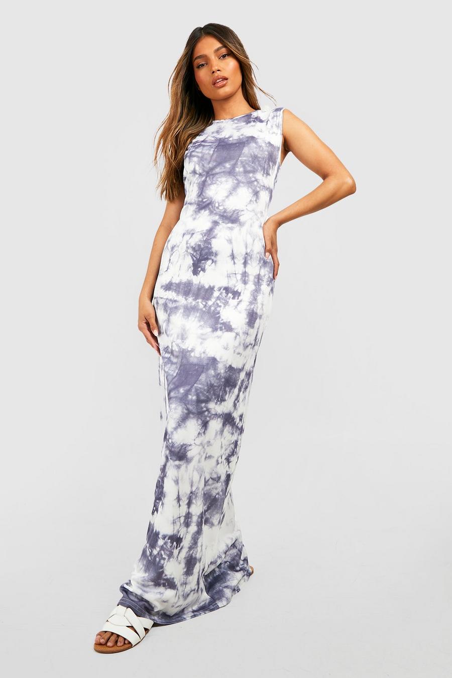 Cadet Blue Strappy Sleeves Backless Maxi Dress For Women Online