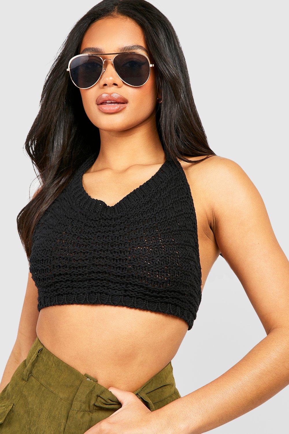 Knitted halter 2025 neck top