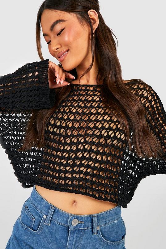Loose Crochet Knitted Top | boohoo USA Loose Crochet Knitted Top | boohoo USA